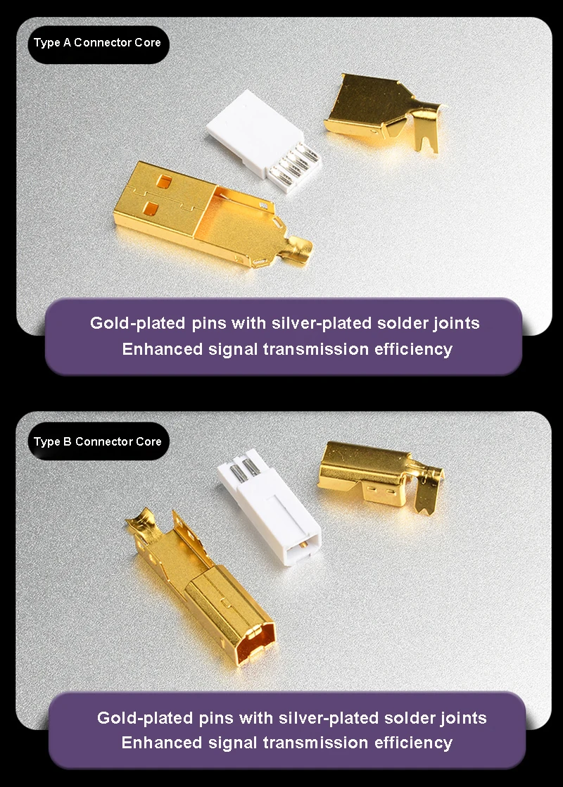 Фото Позолоченный разъем USB A USB B Jack Tail Type A Тип B Тип C Разъем DIY Медный корпус ​ для HiFi Audio ЦАП №4