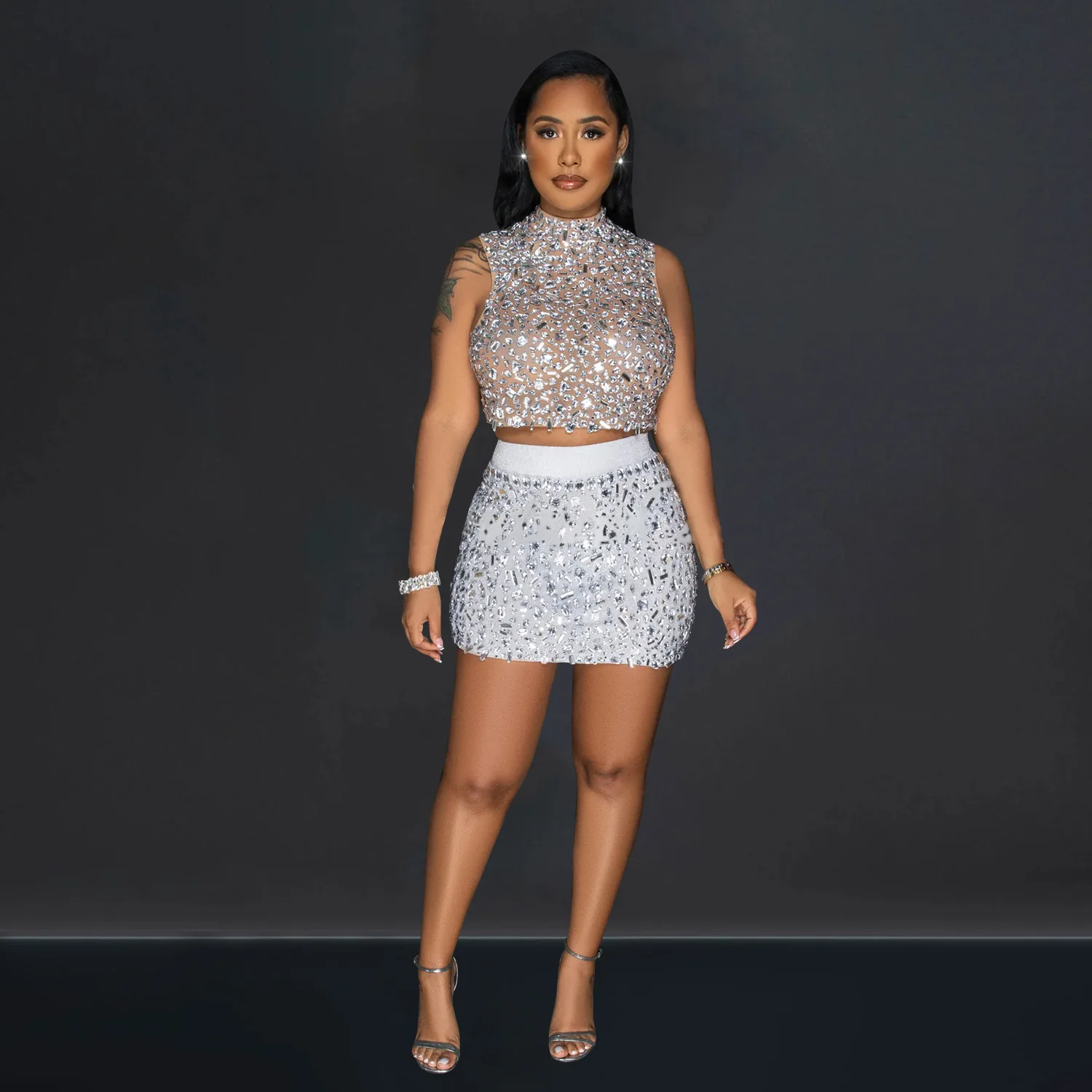 Модный комплект из двух предметов SKMY для женщин сексуальный женский короткий топ