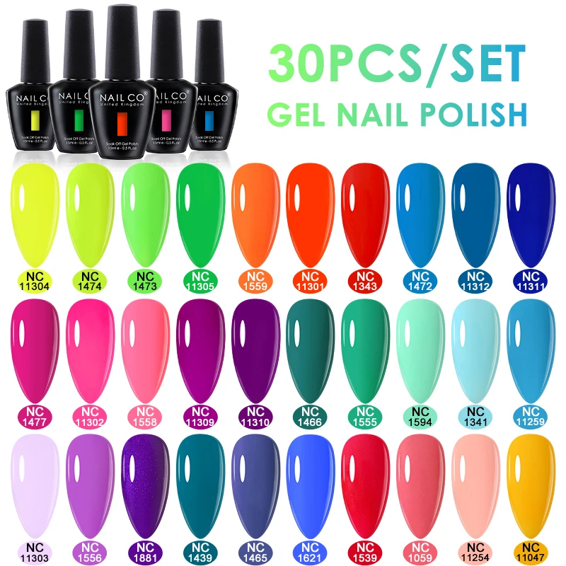 NAILCO 15ml 20/28/30pcs/Set UV Lakiery Hybrydowe Varnish Semi Permanent Soak Gel Nail Polish Nails Art Color Vernis Manicure Off