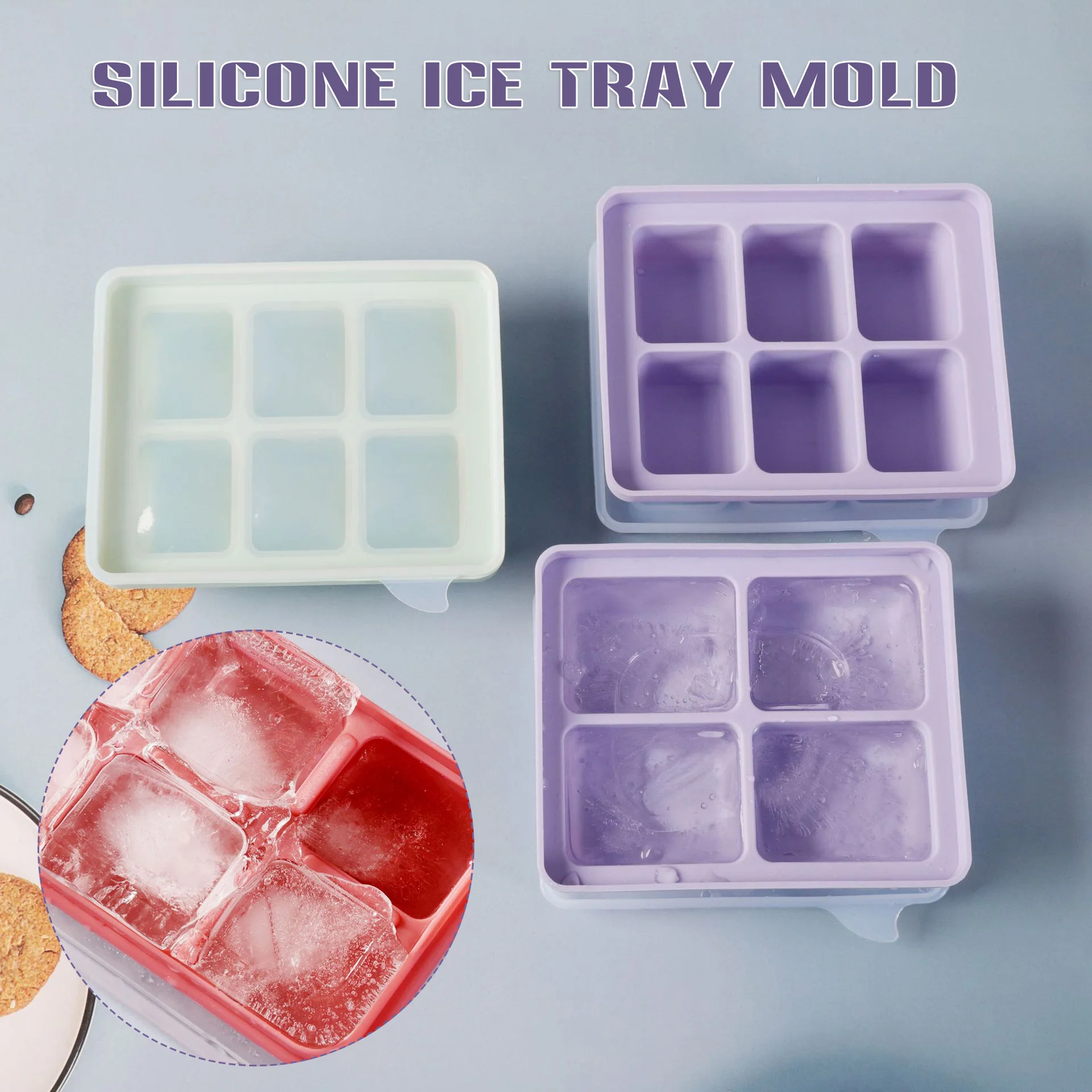 

Квадратная форма для льда с крышкой, устройство для изготовления фруктовых кубиков, решетка 4/6 из пищевого силикона, аксессуары для питья в ...