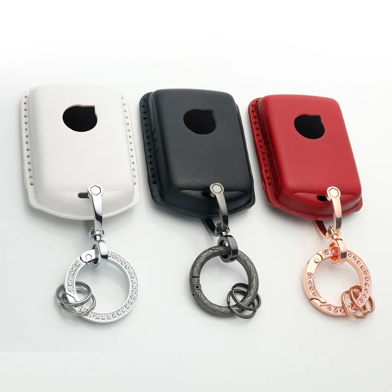 

Luxury Leather Car Remote Key Case Cover Shell Fob Protector for Volvo XC40 XC60 S90 XC90 V90 T5 T6 T8 Right 3 Button Keyring