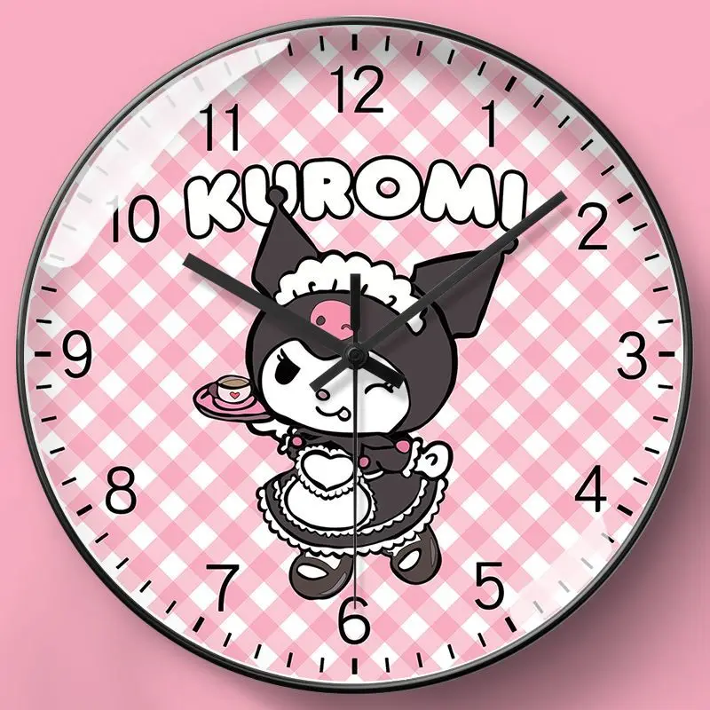 

Sanrio Kawaii Kuromi Wall Clock Girl Heart Cute Cartoon Anime Figure Radio Clock Bedroom Study Student Children Gift Toy for Kid