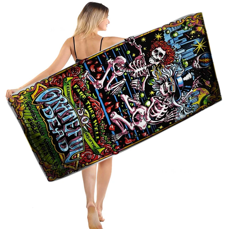 Grateful Dead Music Rock Poster Happy Hippie Dancing Skeleton Bus Eagle Vintage Quick Drying Towel By Ho Me Lili Fit For Yoga