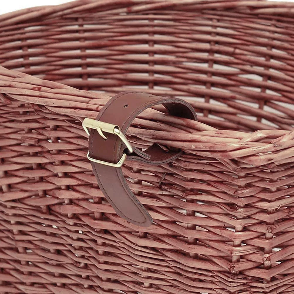 

New Wicker D-Shaped Bike Basket Portable Hand-Woven Shopping Basket with Straps Bike Basket Bike Basket Shopping Basket