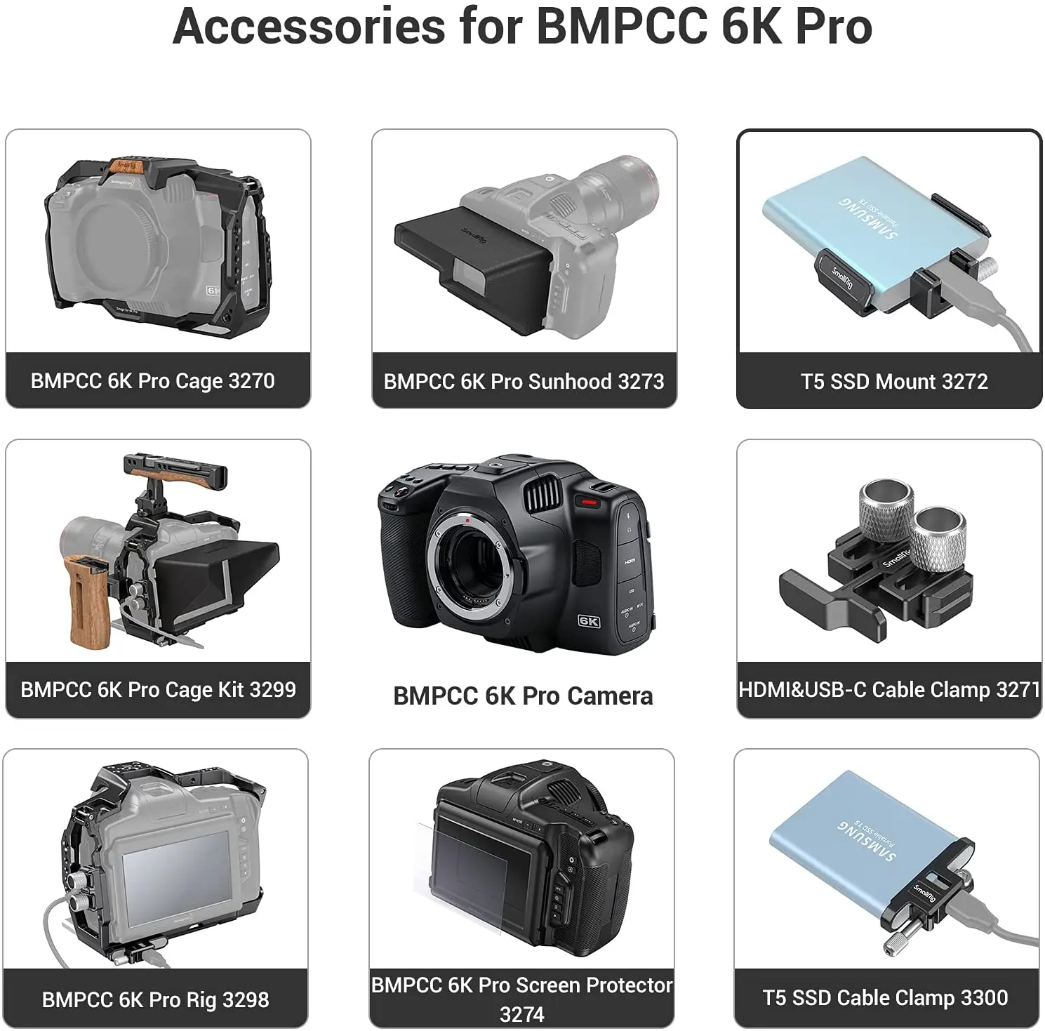 SmallRig T5/T7 SSD Mount For Cage BMPCC 6K PRO Samsung 3272 | Tripod Monopods