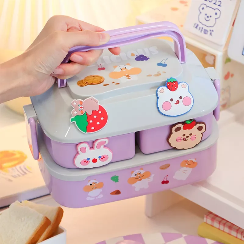 

Kawaii Portable Lunch Box For Girls School Kids Plastic Picnic Bento Box Microwave Food Box With Compartments Storage Containers