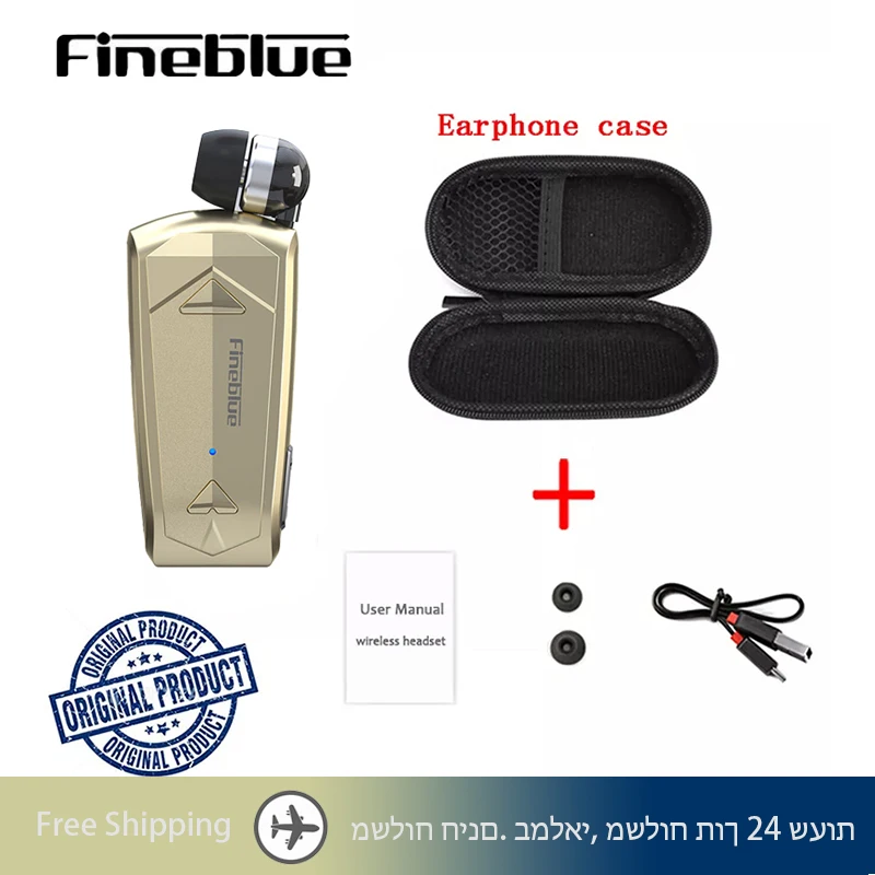 

FINEBLUE F520 Bluetooth 5.3 Mini Stereo Wireless Clip Earphone Noise Canceling Retractable wire Headphones pk F910 F920 F960