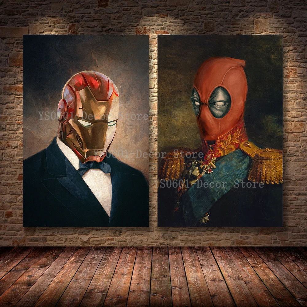 

Marvel Iron Man Deadpool Poster Funny The Avengers Superhero Canvas Painting Living Room Decor Home Decor Wall Art Prints Mural