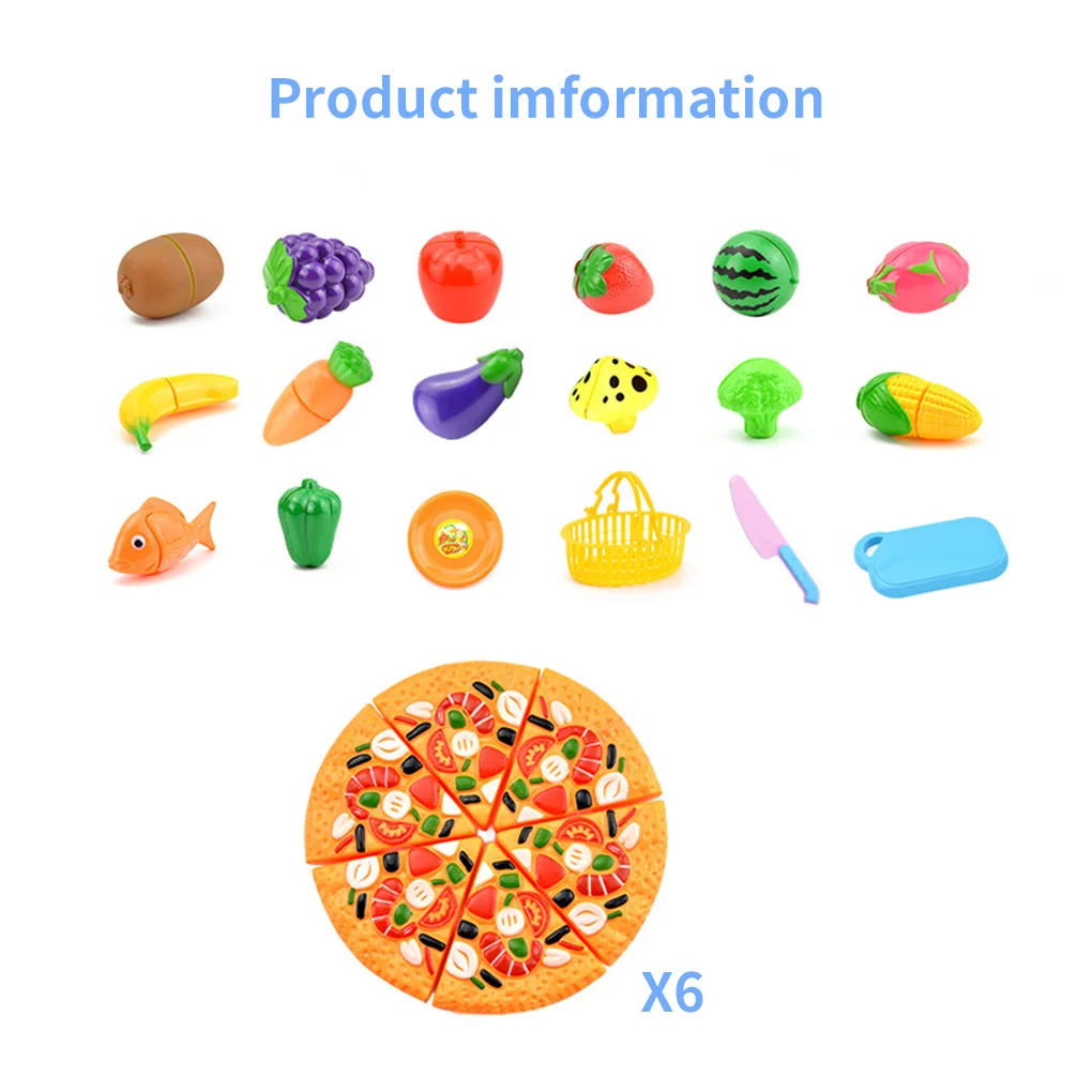 

Kid Kitchen Pizza Fruit Toy Set Plastic Pretend Play Food Game Children Educational Toys Color Random