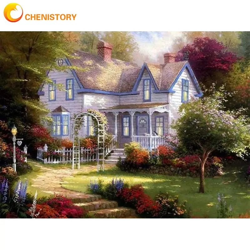 

CHENISTORY Diamond Painting Forest Villa Full Square/Round Diamond Embroidery For Adults Kids Gift Mosaic House Scenery Decor Fo