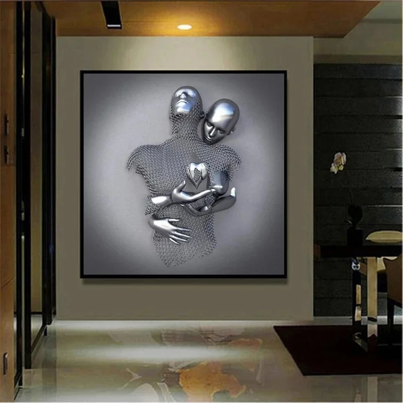 

figure Metal statue art poster hanging painting modern home wall decoration frameless canvas painting wall decor canvas wall art