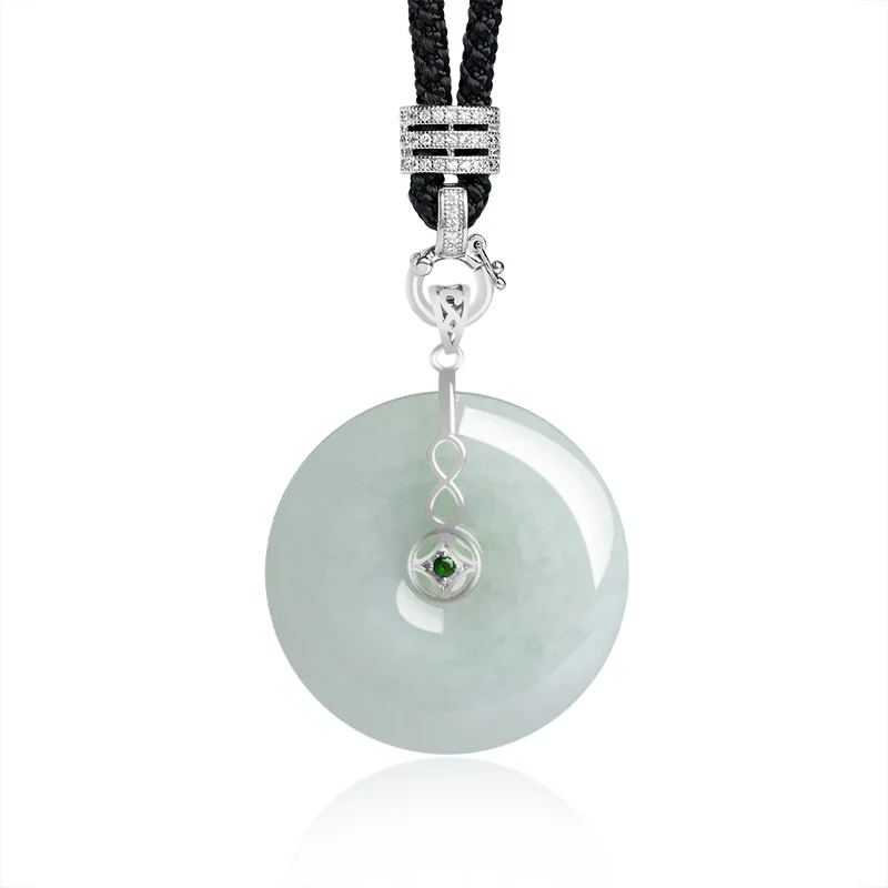 

Burmese Jade Donut Pendant Necklace Necklaces Gift Gemstones White Men Natural Luxury Emerald 925 Silver Jadeite Jewelry