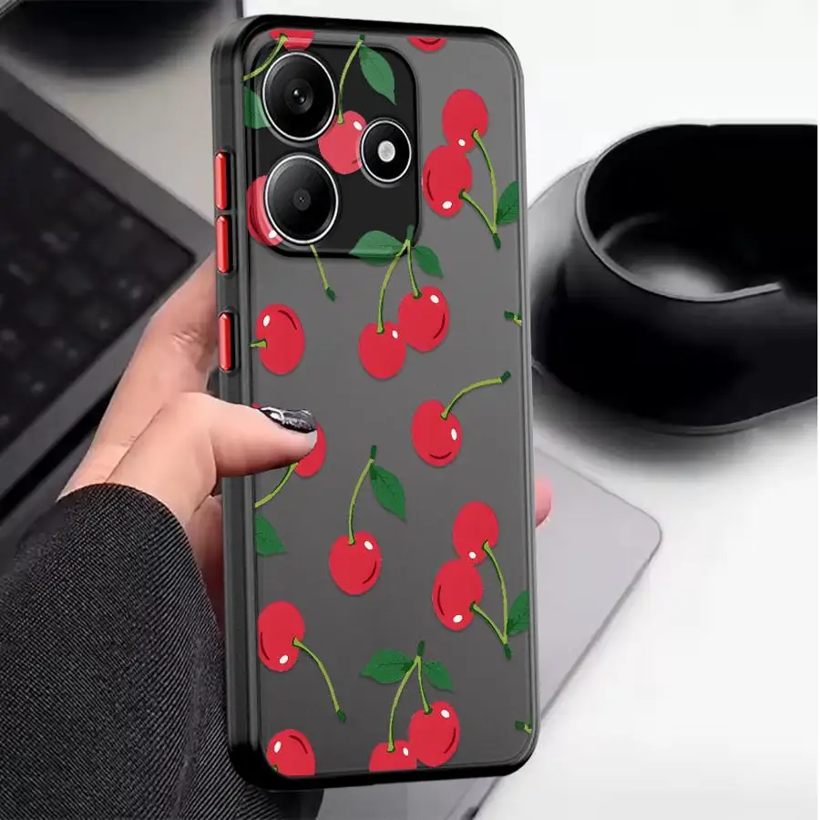 Фото Чехол с мультяшным рисунком вишни для Xiaomi Redmi Note 15 10 13 14 Pro Plus 14C 13C 11 9S A4 12 Funda Phone Cover №1