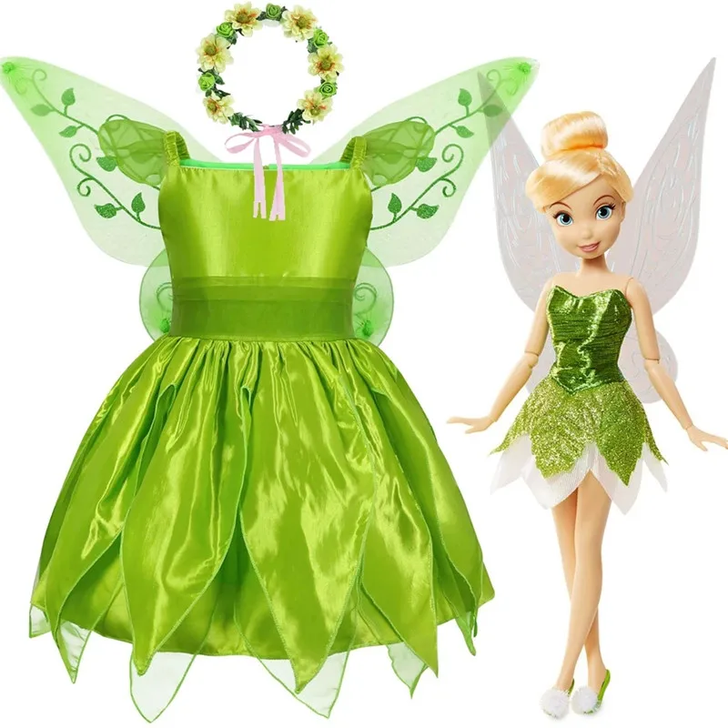 

Girls Tinker Bell Costume Halloween Costume for Kids Green Tinkerbell Fancy Dress Fairy Princess Cosplay Carnival Party 2-10Y