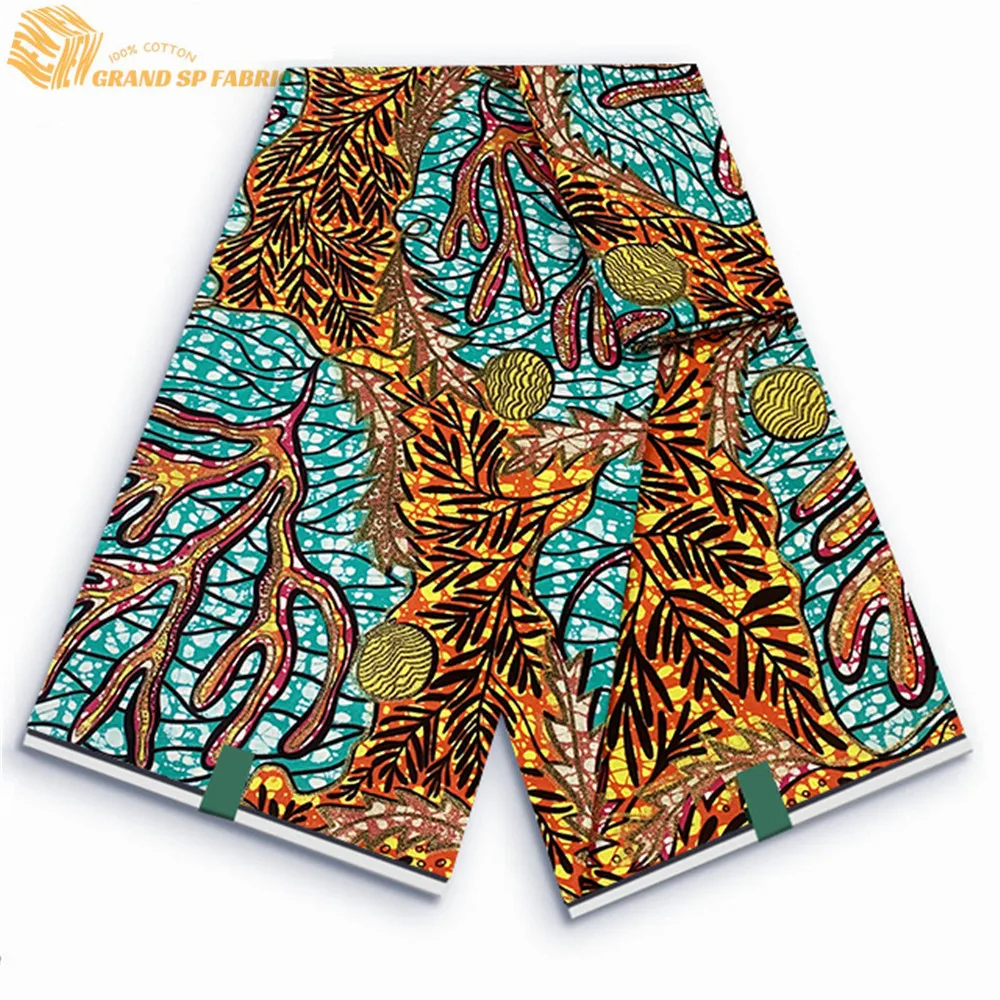 

Grand Super Fabric 100% Cotton African Wax Fabric High Quality Wax Print Ankara Fabric For Sewing 6yards Women Fabric VLS26