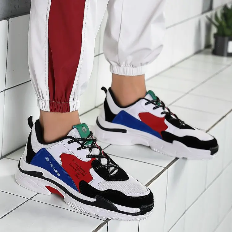 

Оригинальная повседневная мужская обувь 2022, модные мужские массивные кроссовки радужной расцветки, Высококачественная дышащая мужская об...