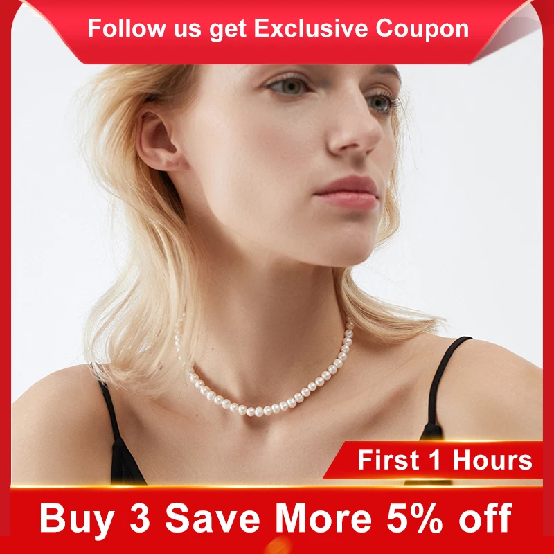 ASHIQI Natural Freshwater Pearl Chokers Necklace 925 Sterling Silver Jewelry for Women 2022 Gift New Fashion 2
