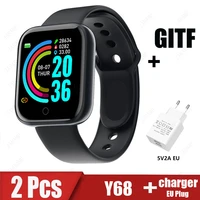 2pcs y68 smart watch for android womens mens childrens smartwatch fitness watches bracelet men smart watch for smartwatch