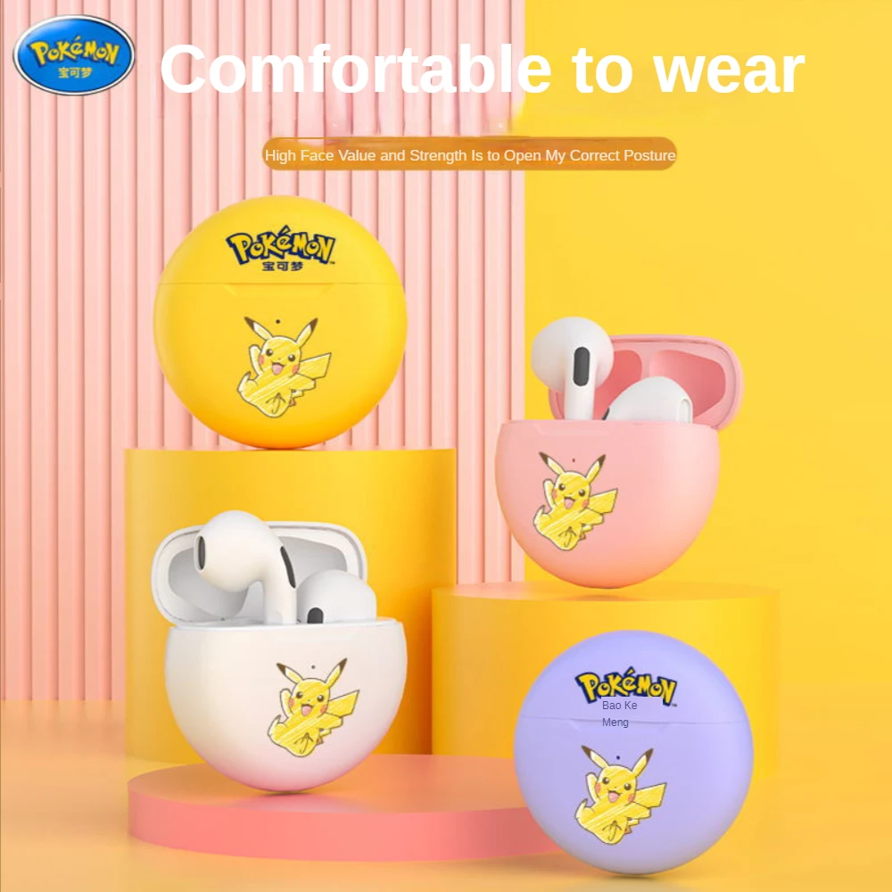 

Kawaii Покемон Пикачу беспроводные наушники Bluetooth мультфильм аниме Smart Touch Control Hifi спортивные Bluetooth наушники