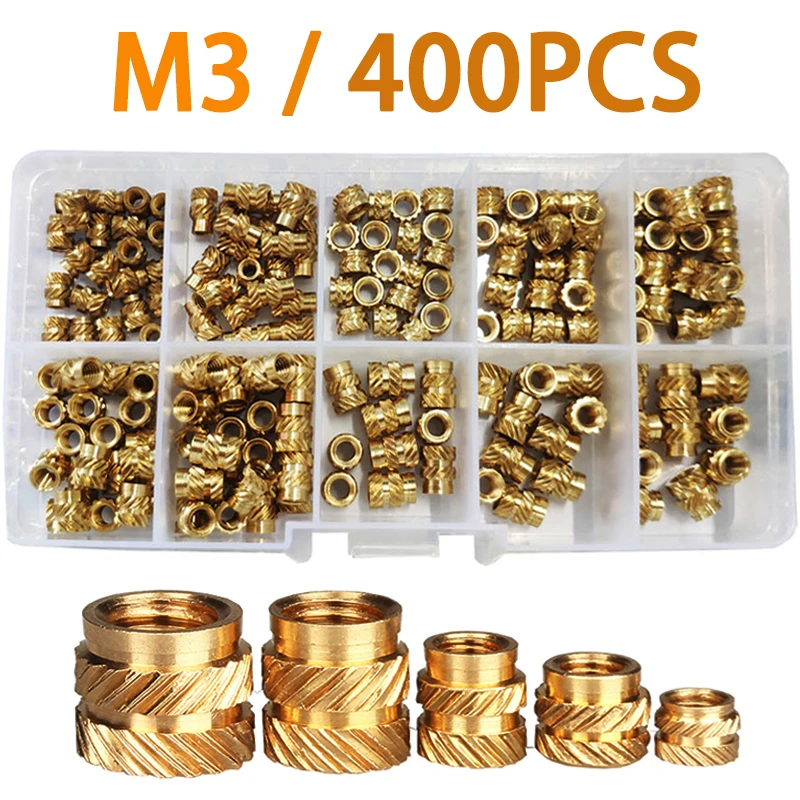 

Nut 400Pcs M3 Brass Hot Melt Insert Knurled Nut Thread Heat Molding SL-type Double Twill Injection Embedment Nut For 3D Printer