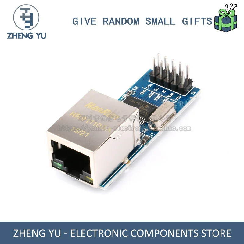 

ENC28J60 SPI INTERFACE ETHERNET NETWORK MODULE 51/AVR/ARM/PIC CODE MINI VERSION
