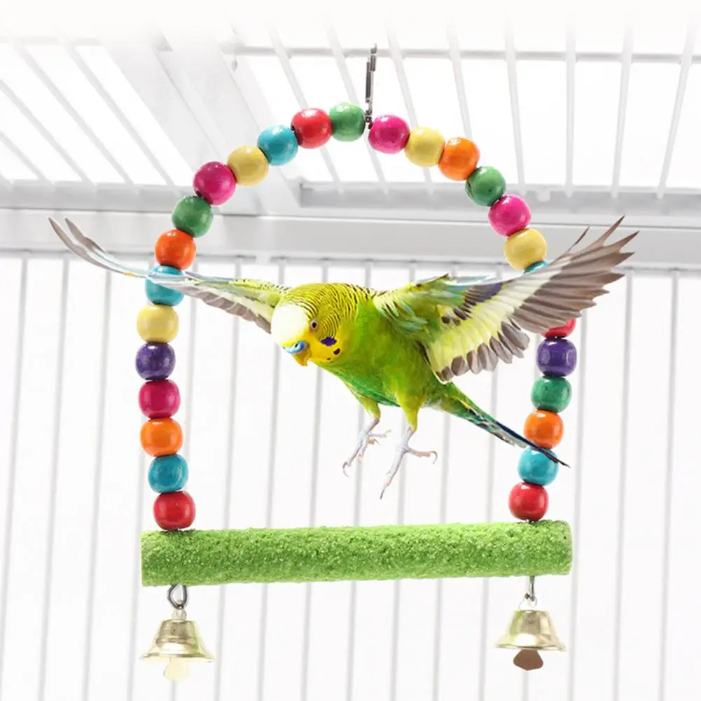 

Natural Wooden Parrots Swing Toy Grinding Claw Strong Hardness Stand Supplies For Parakeet Birds Perch Hanging Swings Cage With