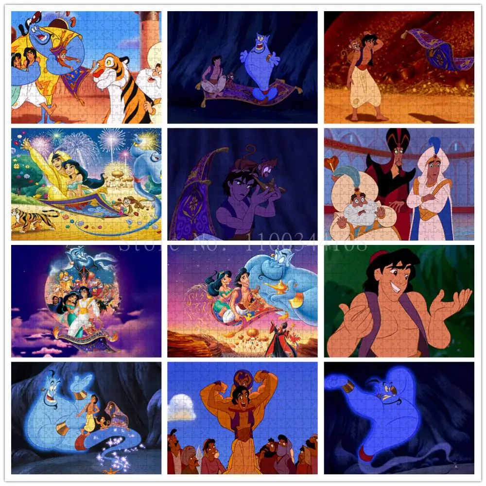 

Aladdin's Lamp Disney Puzzles Princess 1000 Pieces Cartoon Jigsaw Puzzles for Adults Kids Educational Toys Fun Family Game