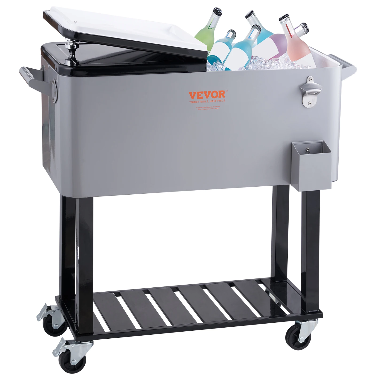 Cart Portable Bar Drink Cooler Steel Beverage Bar Stand Up C