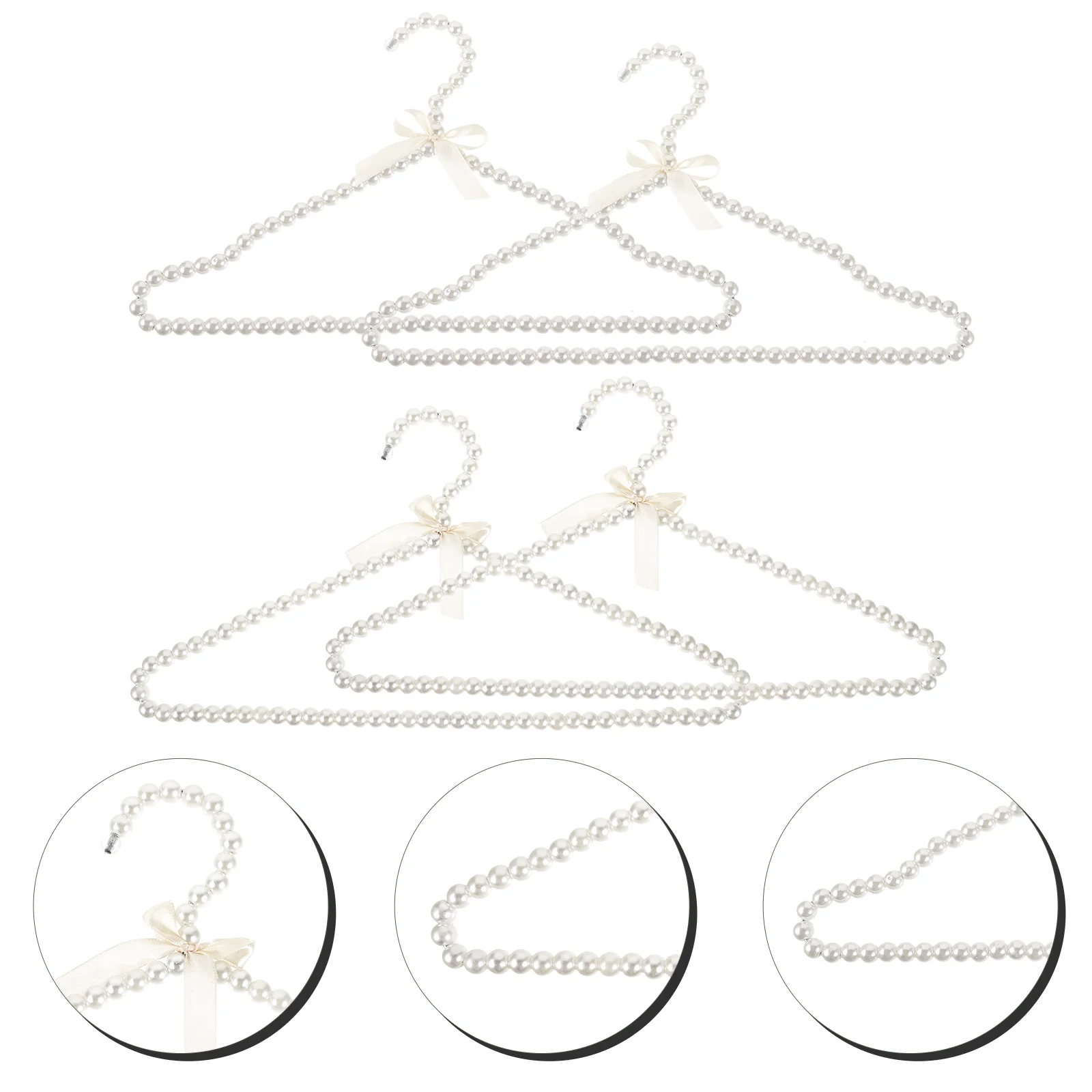

4pcs Portable Plastic Garment Hanger Exquisite Pearl Decoration Suit Hanger Wedding Dress Hanger