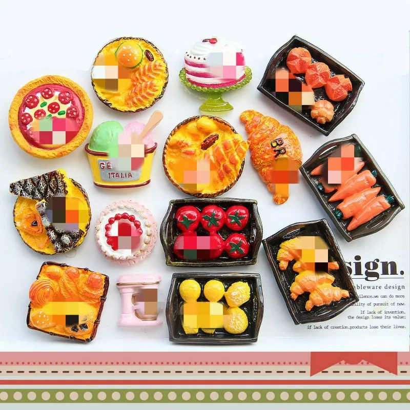 3D магнит на холодильник для украшения творческой еды пиццы хлеба попкорна