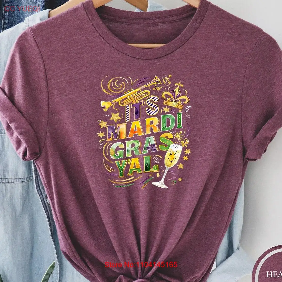 Футболка It's Mardi Gras Yɺll Womens Fat Tuesday NOLA New Orleans с длинными или короткими рукавами