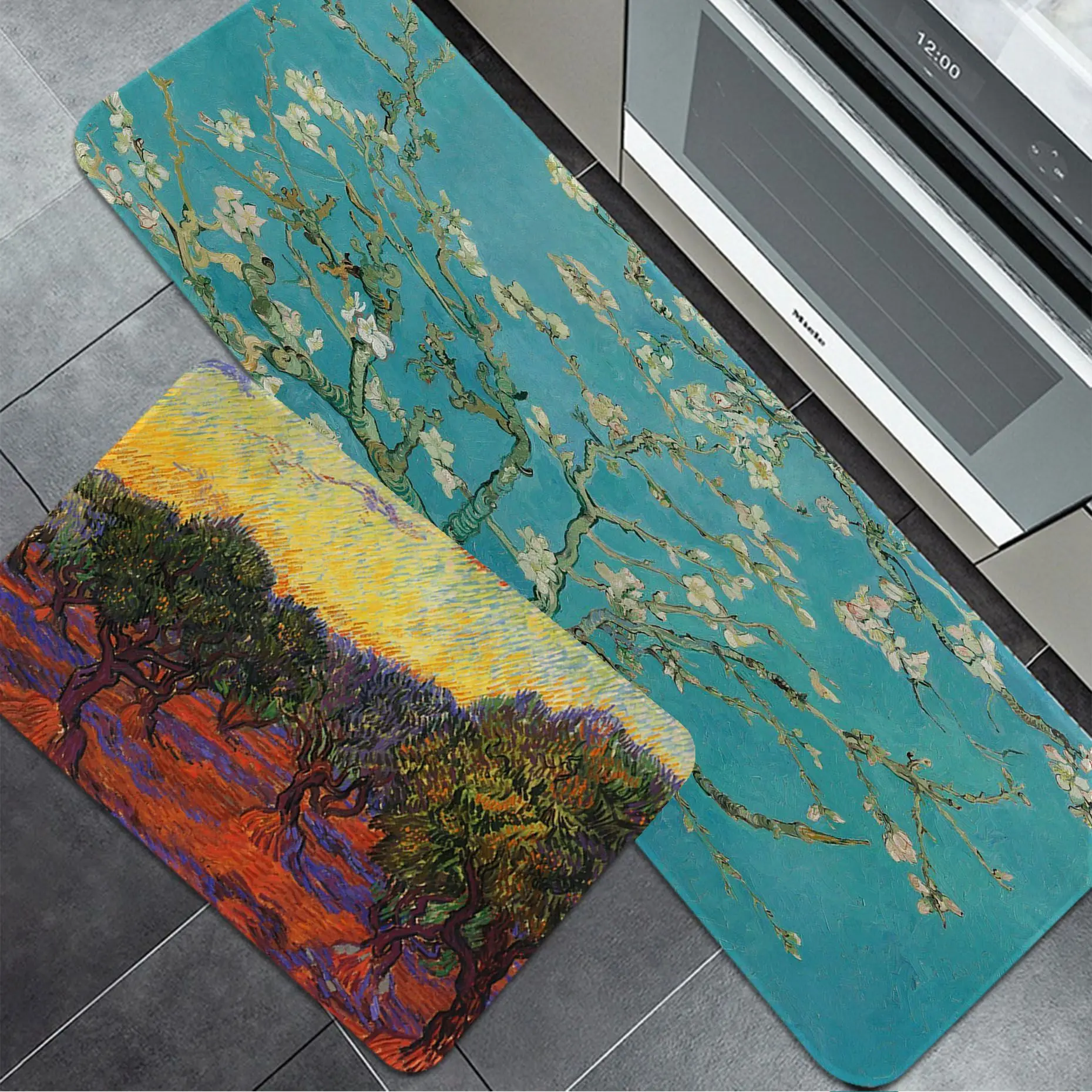 

Starry Sky Van Gogh Flower Floor Mat Entrance Door Mat Nordic Style Bedroom Living Room Doormat Home Anti-Slip Modern Home Decor
