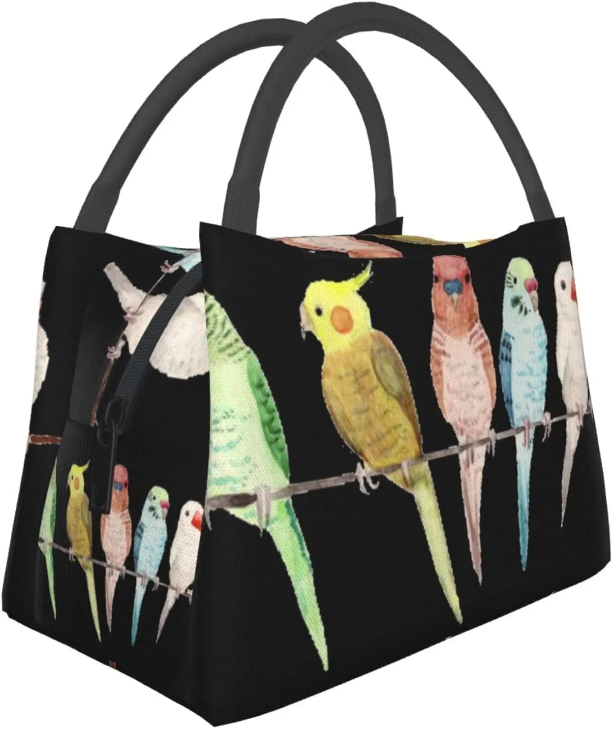 

Colorful Parrots On Tree Print Lunch Bags For Women Men Reusable Lunch Box Insulated Cooer Adult Lunch Tote Bag