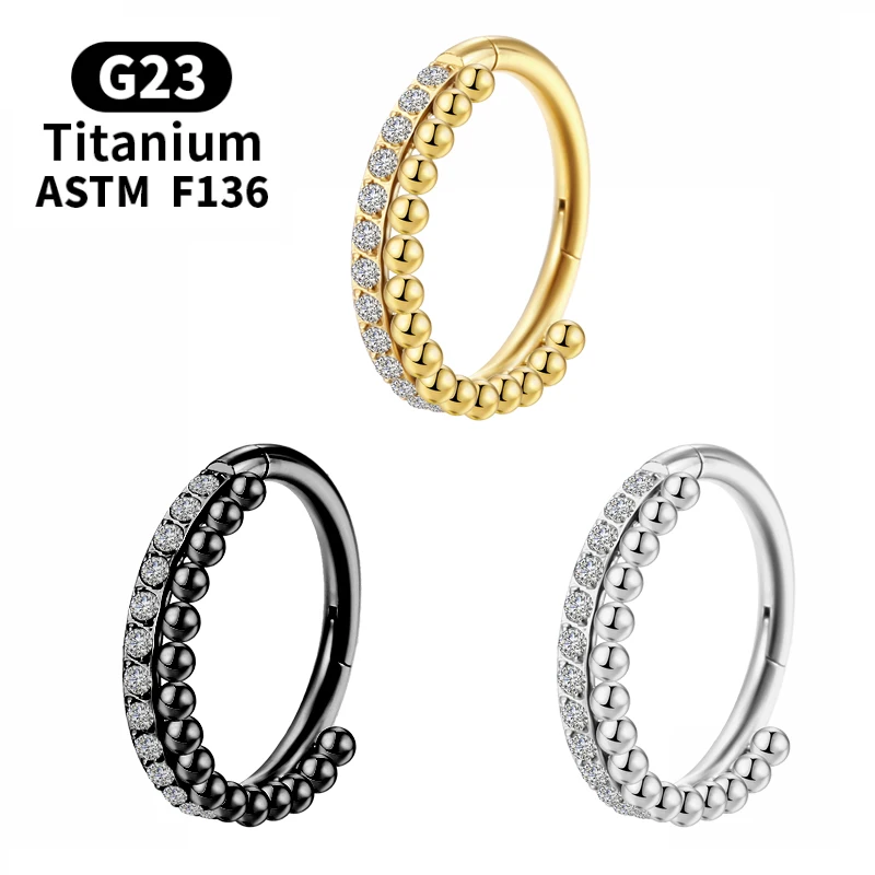 

tragus Nose Ring Titanium Crystal piercing septum Industrial ear cartilage earring Charming Helix G23 Hinge segmen Body Jewelry