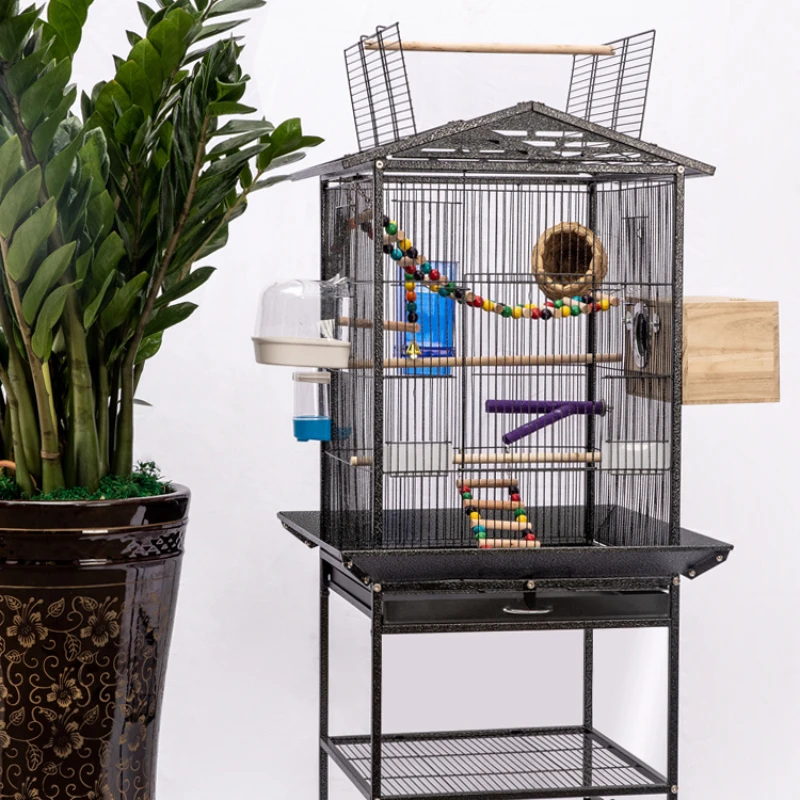 

Luxury Home Bird Cage Breeding Accessories Parrot Nest Open Top Myna Bird Cage Villa Large Oiseaux Accessoires Pet House QF50NL