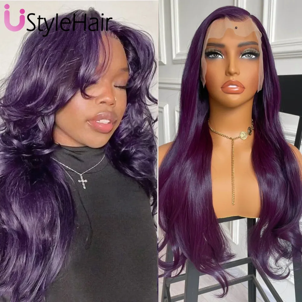 Темно-фиолетовый парик UStyleHair на сетке спереди синтетический длинный с