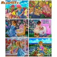 ruopoty oil painting by number children wall art diy frame pictures by numbers figure acrylic canvas home decoration 60x75cm