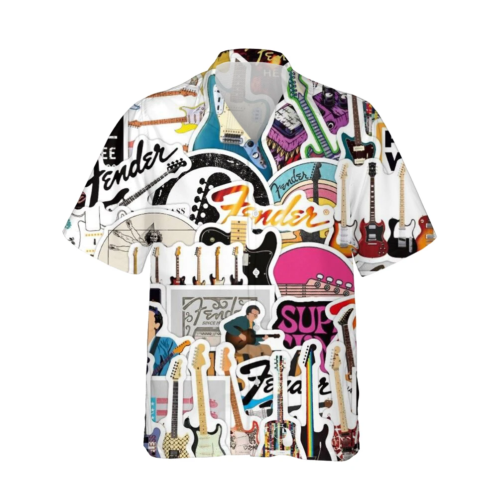 Jumeast 3D HIP HOP Men Shirts Colorful Guitar Pattern Fashion Summer Short Sleeve Oversized Shirt For Men Casual Streetwear Tops
