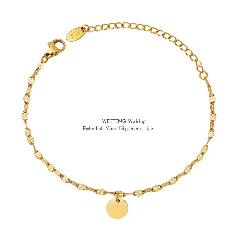 

WEITING Simple Fashion Round Brand Pendant Fish Mouth Charm Bracelet for Women Stainless Steel Jewelry Accessories Girls Gifts