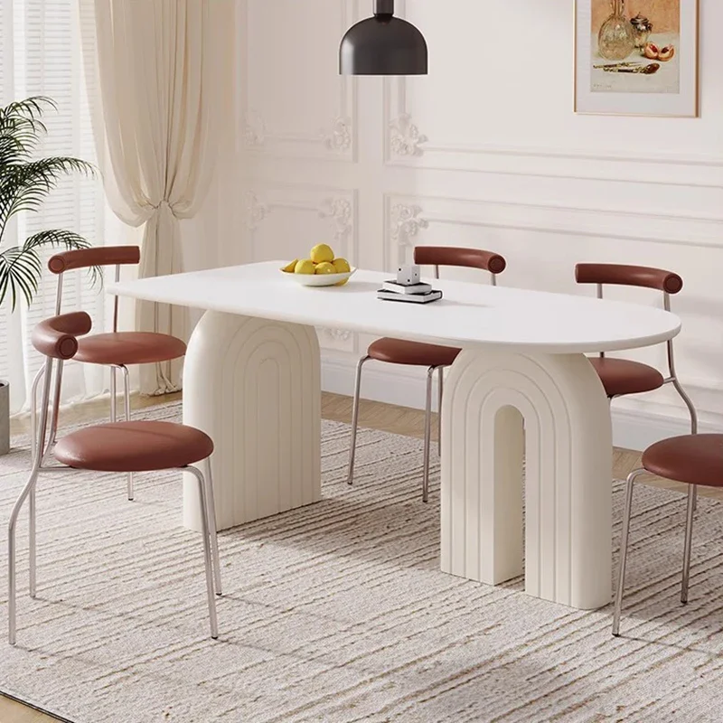 Французский кремовый стиль каменная тарелка обеденный стол современный простой