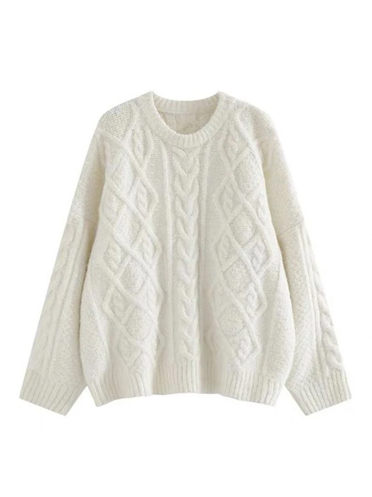 

Women Autumn and Winter Soft Waxy Waxy Round Neck Loose Pullover Lazy Wear Knitwear 2023 Fashion New Sweaters