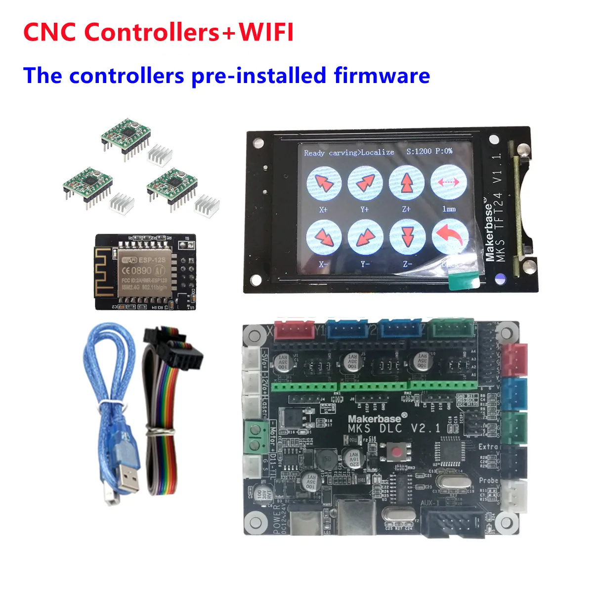 Cheap CNC OFFLINE controller MKS DLC V2 + MKS TFT24 touch screen control board for diy desktop mini portable laser marking machine