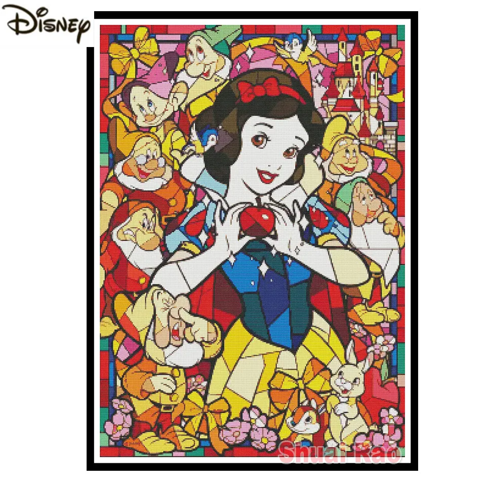 

Алмазная живопись «Белоснежка и семь гномов», картина «сделай сам» с красными яблоками, полноразмерная мозаика, вышивка из страз, Мультфиль...