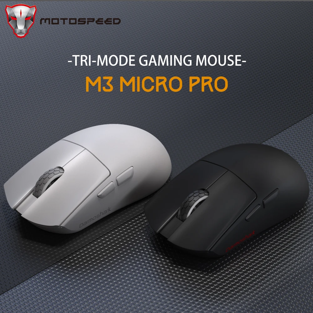 Беспроводная мышь Motospeed Darmoshark M3 Micro PRO PAW3950 8K Tri Mode Gaming Macro Mouse 30K DPI