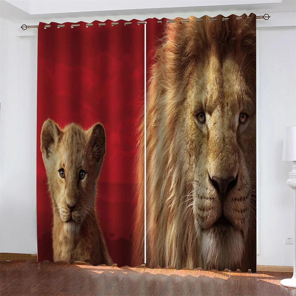 

3D Print Cheap African Wild Animal Lion King Queen 2 Pieces Thin Shading Window Curtain Living Room Bedroom Home Decor Hook