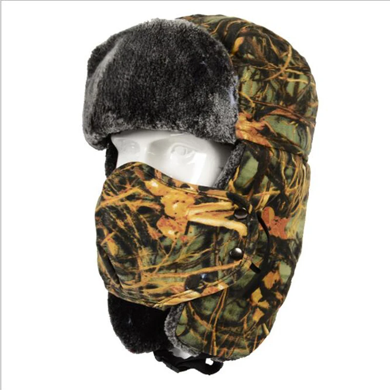 

Lei Feng Cap For Men Women Winter Hunting Hats Bionic Camouflage Hiking Caps Outdoor Hunting Thermal Warm Caps Ear Windproof Hot