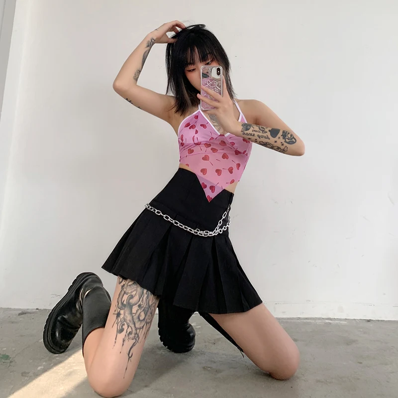 

Gothic Skirt High Waist Pleated Sexy Mall Goth Skirt Gothic Punk Emo Club Wear Women Harajuku Y2k Dark Skirt