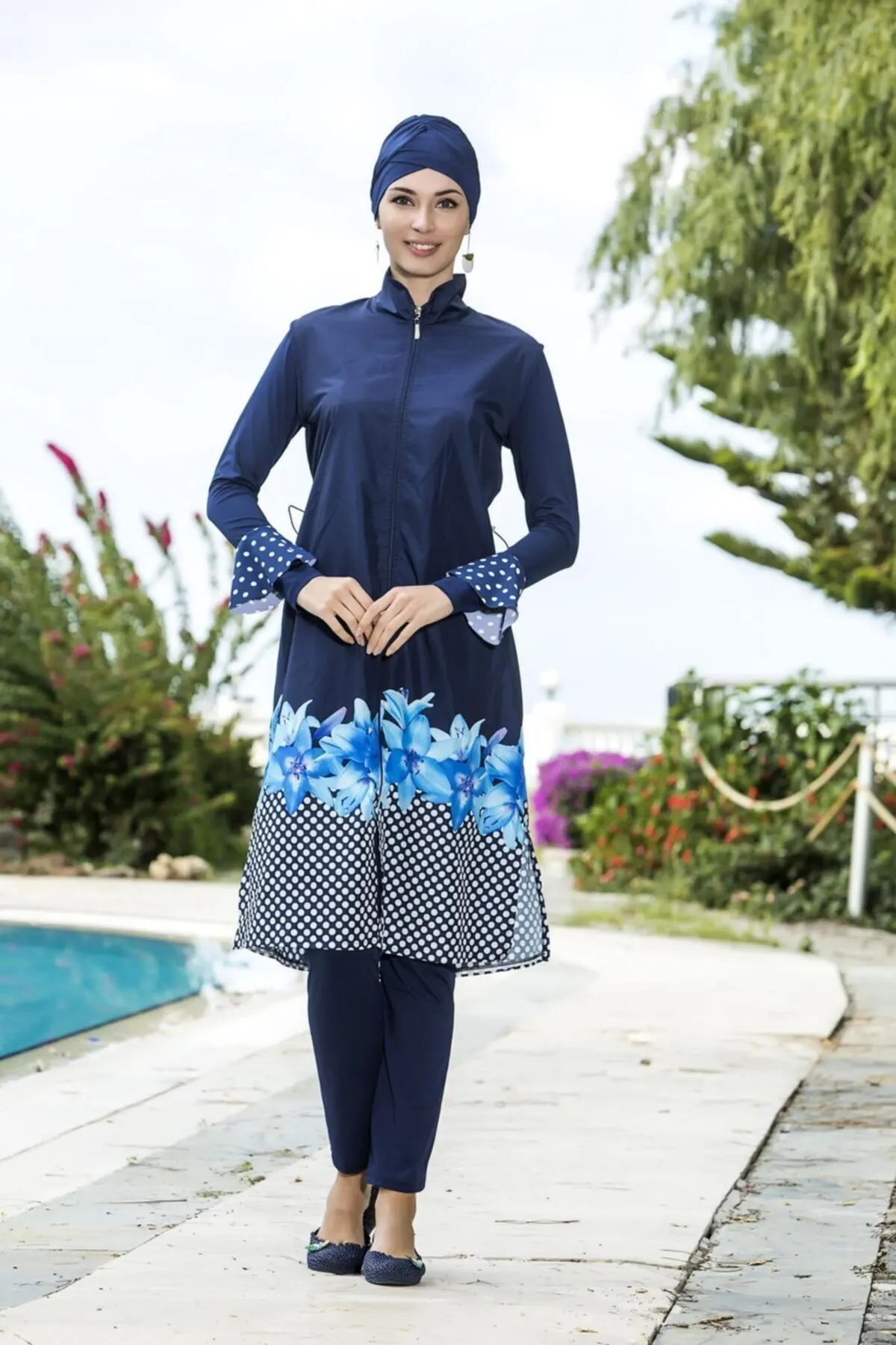 

Muslim Burkinis Bottom Detail Triangle Pattern Full Swimwear fashion Summer Clothing Hijab Sport Swimsuit Islamic Full Cover
