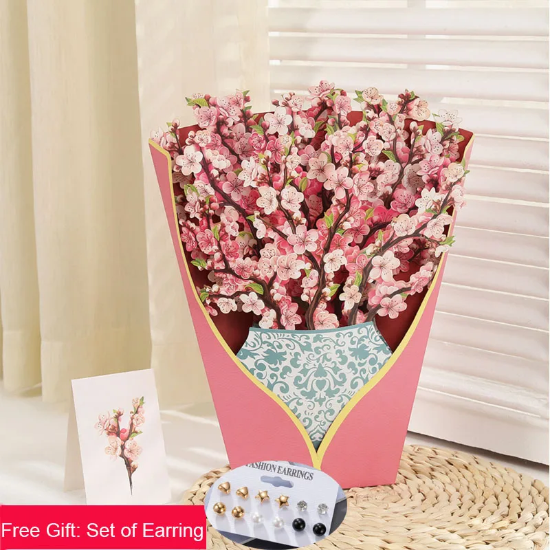 

3D Paper Pop Up Cards Forever Flower Bouquet Greeting Cards with Note Card Envelope Lovers Wedding Mother's Day Invitation Cards