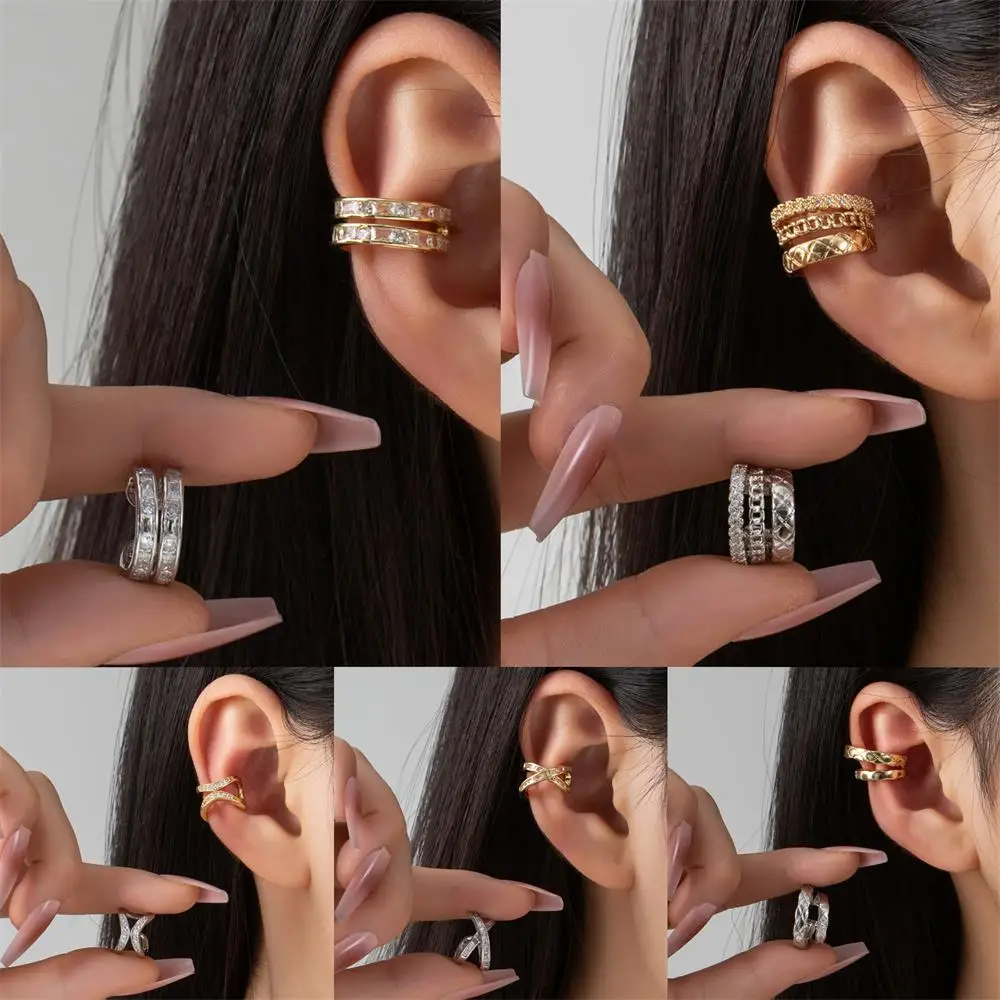 Клипсы-манжеты для ушей с фианитом